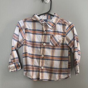 Little Lad Plaid Button-Down Shirt - Blue and Orange